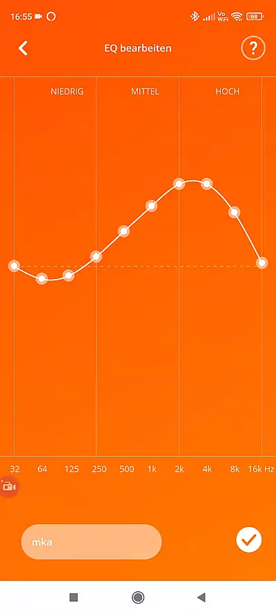 Der E650BTNC in der JBL App - Equalizer