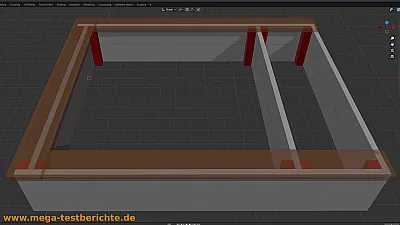 3D-Ansicht: Die Seitenbänke liegen nur auf einem Kantholz auf