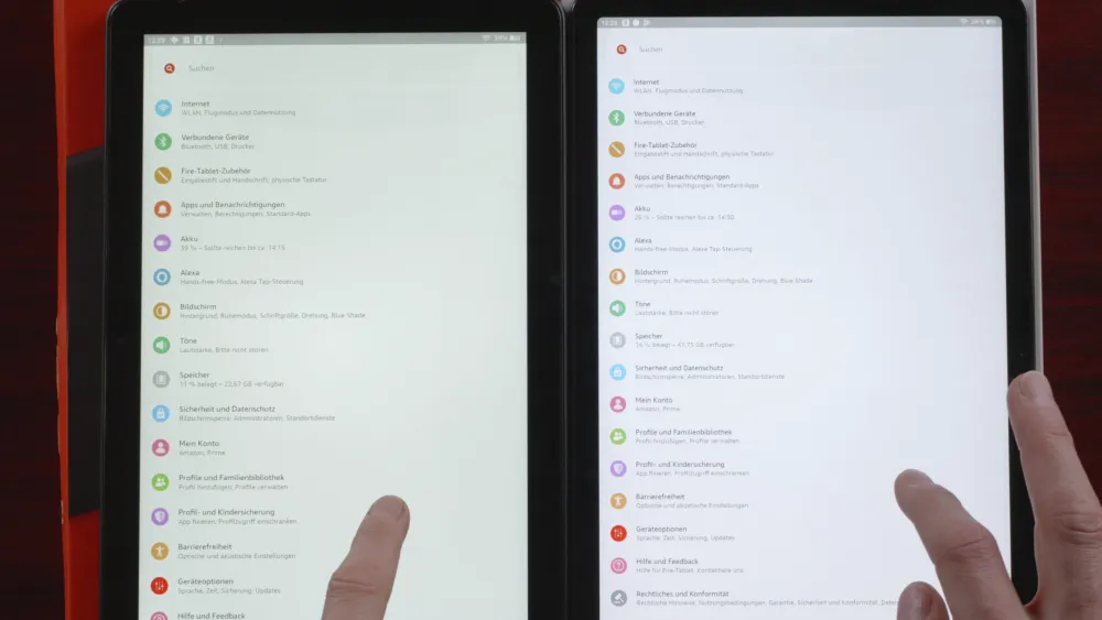Amazon Fire HD 10 VS Fire Max 11 - Helligkeitsunterschied