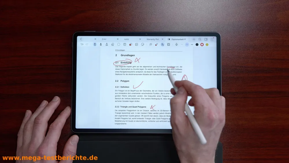 HUAWAI MatePad 11.5 S 2026 - Dokumente korrigieren