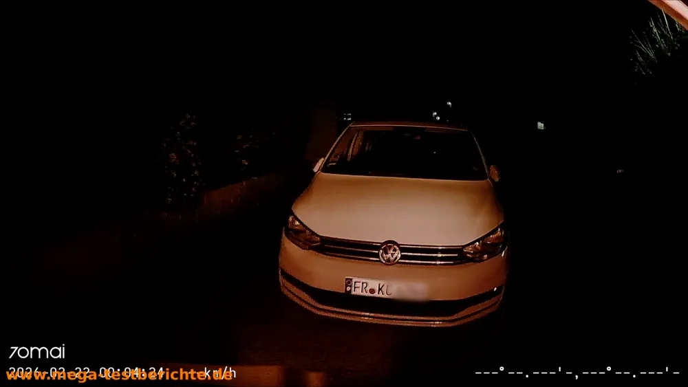 70mai A810S - Testaufnahme bei Nacht