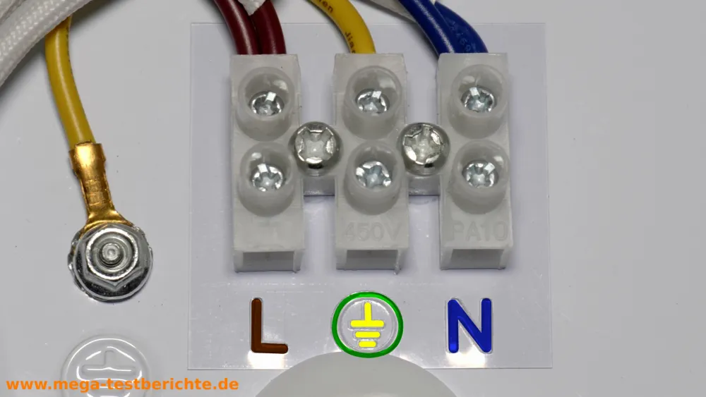 Lüsterklemme - Phase(L), Schutzleiter(PE), Neutralleiter(N)
