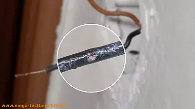 Kabel mit beschädigter Isolierung